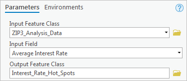 Hot Spot Analysis tool input and output parameters