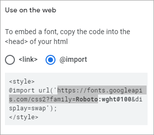 URL for Roboto font