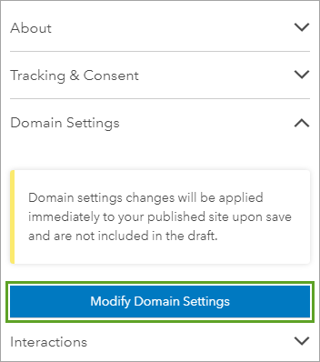 Modify Domain Settings button