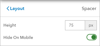 Height and Hide On Mobile parameters in the Layout pane