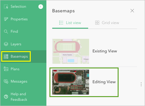 Choose the Editing View basemap.