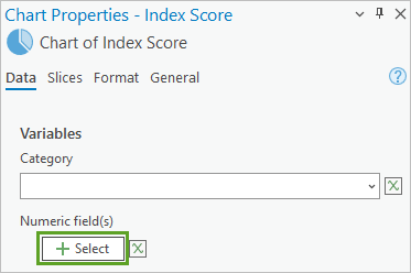 Select button under Numeric field(s) in the Chart Properties pane