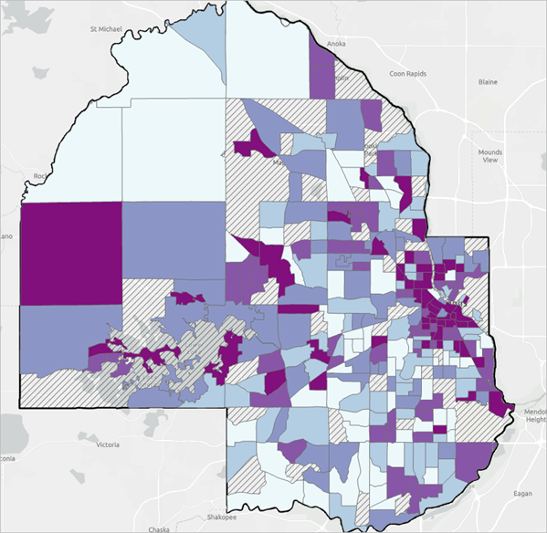 Map styled by index score quintiles