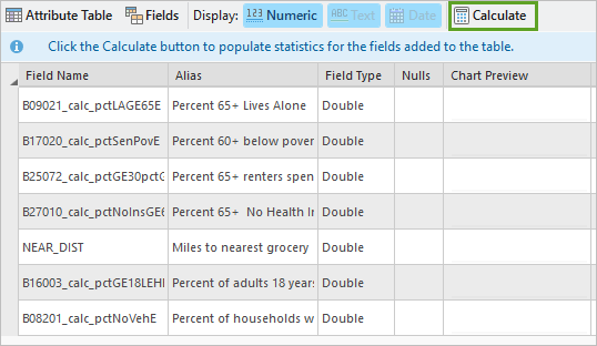 Calculate button at the top of the Data Engineering view