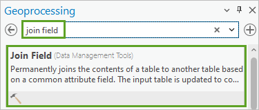 Join field in the Geoprocessing pane