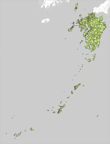 Map of municipalities in Kyushu region