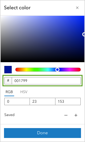 Color Hex set to 001799.