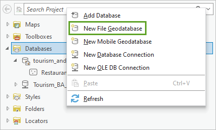 New File Geodatabase option