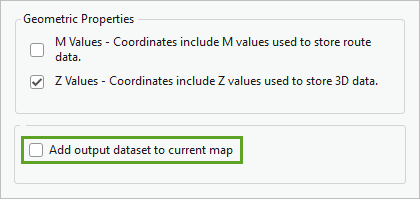 Add output dataset to current map option