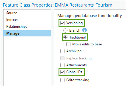 Versioning and Global IDs enabled