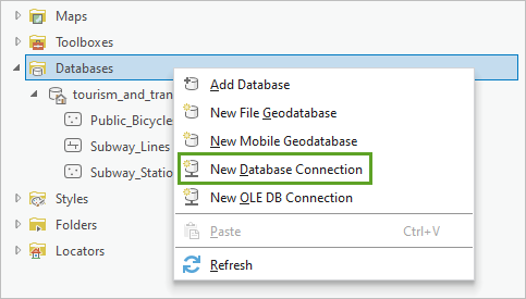 New Database Connection option