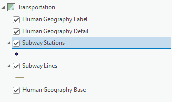Contents pane with Subway Stations selected