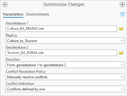 Synchronize Changes tool parameters for the second time