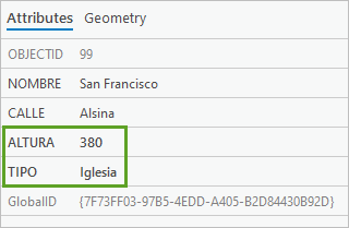 Altura and Tipo attributes