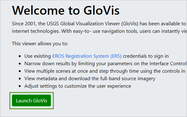 Launch GloVis button