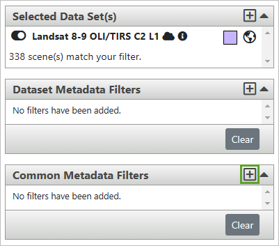 Click to add a metadata filter button