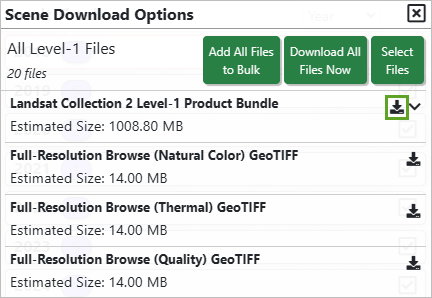 Download the Landsat Collection 2 Level-1 Product Bundle option