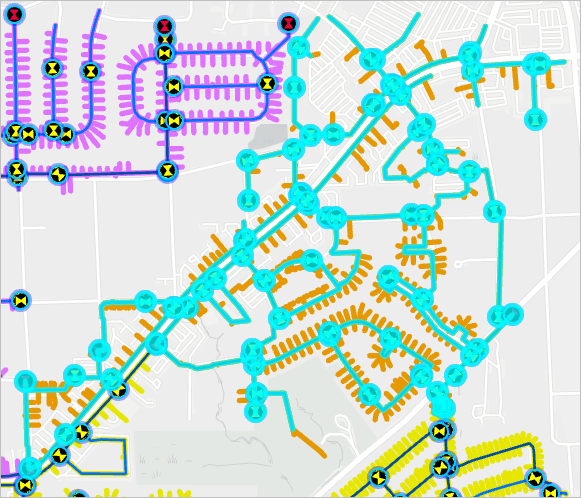 All features in the orange subnetwork selected