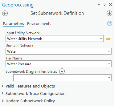 Set Subnetwork Definition parameters