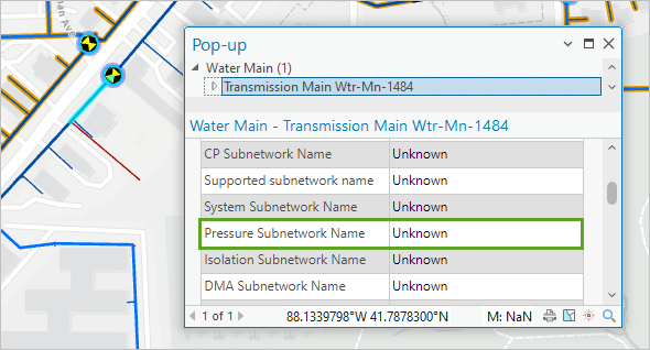 Pressure Subnetwork Name set to Unknown in the pop-up