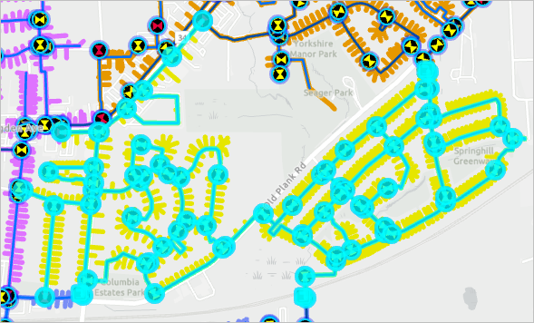 All features in the yellow subnetwork selected