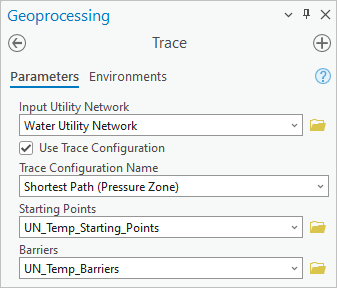 Trace tool parameters