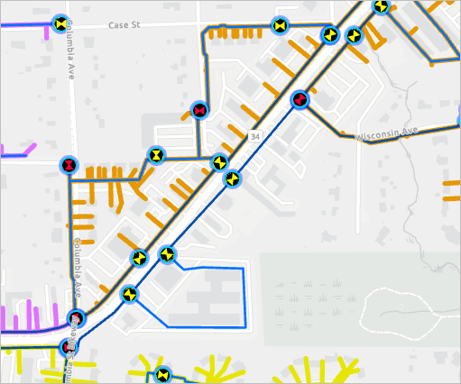 Features on the map that belong to no pressure zone