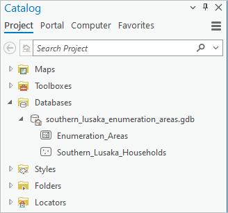 Catalog pane with Databases folder expanded
