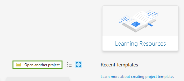 Open another project button