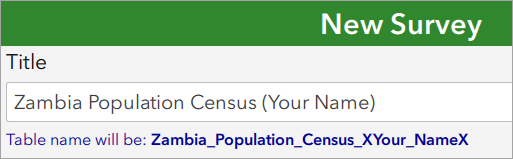 Title for the new survey