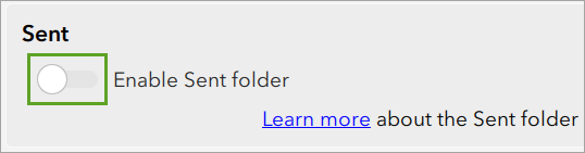 Enable Sent folder option turned off
