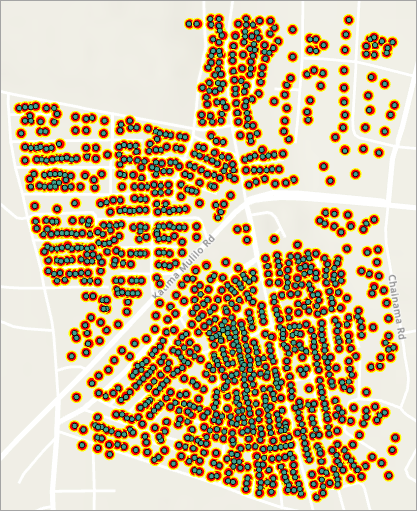 Map with appended building points