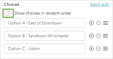 Show choices in random order turned off