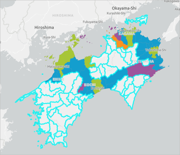 Rural municipalities in Shikoku selected