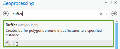 Buffer tool in the Geoprocessing pane