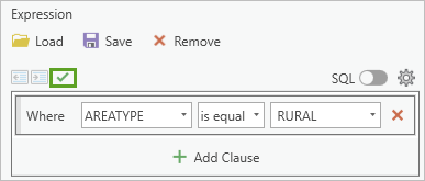 Verify the SQL expression is valid button
