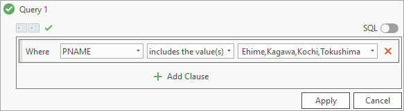 Definition query to filter by Shikoku provinces