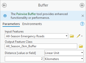 Buffer tool parameters