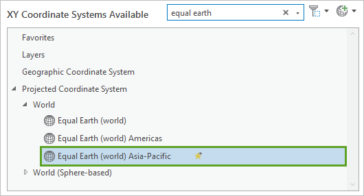 Equal Earth (world) Asia-Pacific under XY Coordinate Systems Available