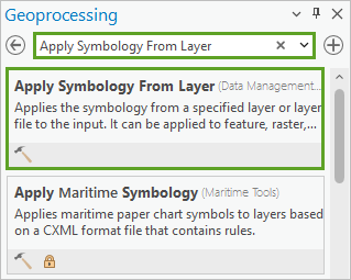 Searching for the Apply Symbology From Layer tool