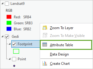 Attribute Table menu option