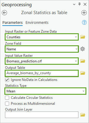 Zonal Statistics as Table tool parameters