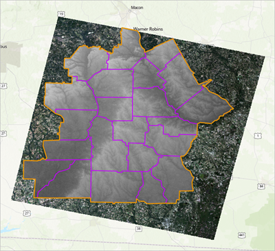 AOI and Counties layers on the map.