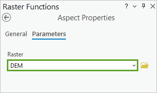 Aspect raster function parameters