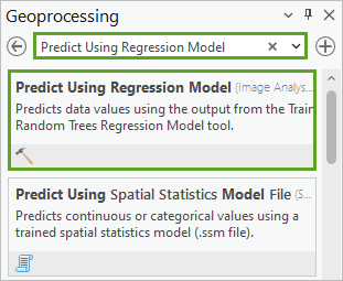 Predict Using Regression Model tool search