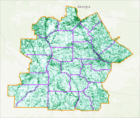 County boundaries on the map