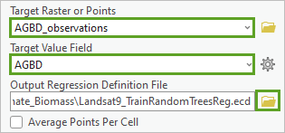 Target Raster and Output Regression Definition File parameters