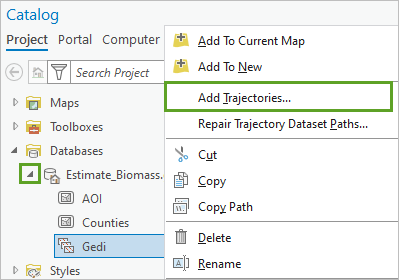 Add Trajectories menu option