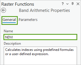 Band Arithmetic General tab