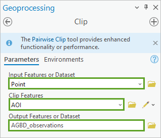 Clip tool parameters